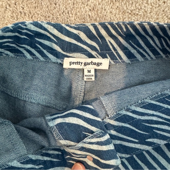 Pretty Garbage Blue Zebra Print Wide Leg High Waist Jeans size medium - Picture 3 of 8